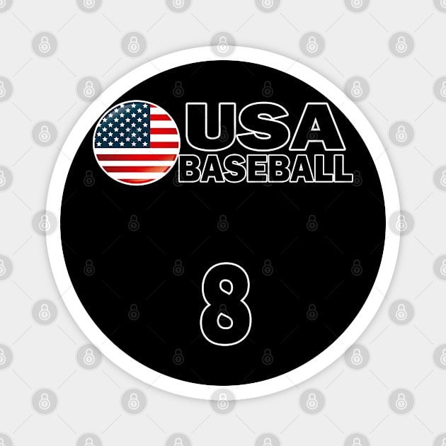 USA Baseball Number 8 T-shirt Design Magnet by werdanepo